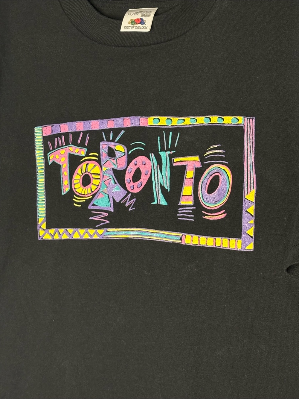 Vintage 90’s Fruit of the Loom Toronto Black Single Stitch T-Shirt Men’s XL EUC - Picture 3 of 7